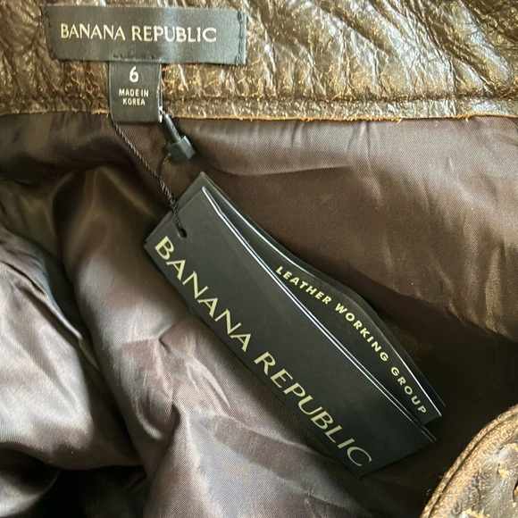 NWT Banana Republic Brown Leather Fringe Skirt - Picture 6 of 7